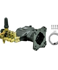 AAA Pumps 90038 Horizontal Triplex Plunger Replacement Pressure Washer Pump Kit, 3800 PSI, 3.5 GPM, 1" Shaft, Includes Hardware and Siphon Tube, for Industrial Gas Powered Machines, Black
