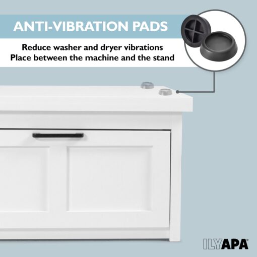 Ilyapa Washer and Dryer Stand - Universal Wooden Laundry Pedestal Washing Machine Stand Base with Drawer - Compatible with Samsung, LG, GE, Maytag - 28x28x16 in. - Patent Pending - Image 4