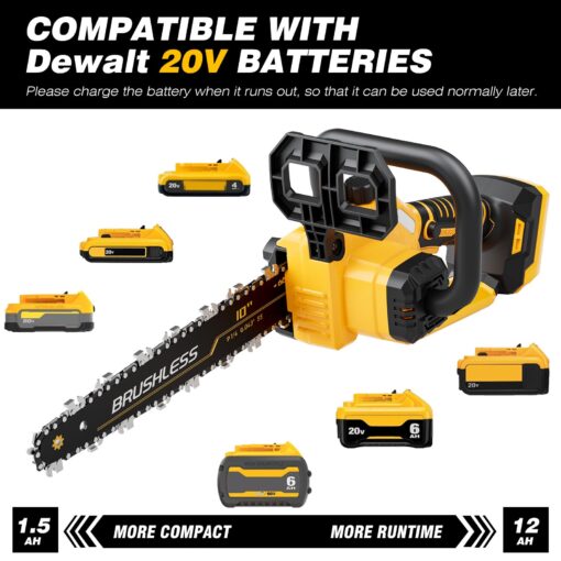 2-IN-1 Cordless 10-Inch Pole Saw And Chainsaw Compatible with Dewalt 20V MAX* Battery, Auto Oiling, Total Reach of Max 15ft, Electric Pole Saw for Tree Trimming Pruning (Battery NOT Included) - Image 9