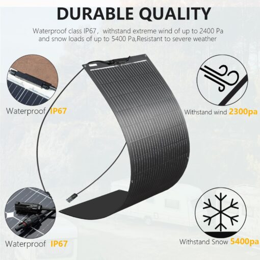 XINPUGUANG Flexible Solar Panel 200W 12V /24V System kit,100W Monocrystalline Module,20A Charge Controller,Extension Cable, Charge for Boat, RV, Cabin, Camper,12v Battery(200W Solar Panel kit) - Image 4