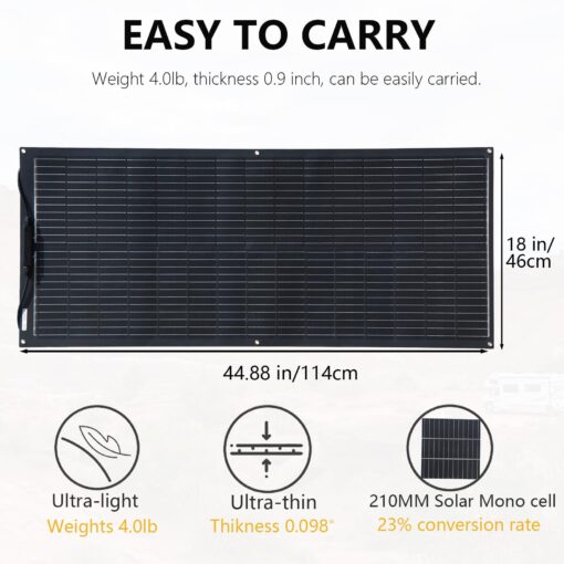 XINPUGUANG Flexible Solar Panel 200W 12V /24V System kit,100W Monocrystalline Module,20A Charge Controller,Extension Cable, Charge for Boat, RV, Cabin, Camper,12v Battery(200W Solar Panel kit) - Image 7
