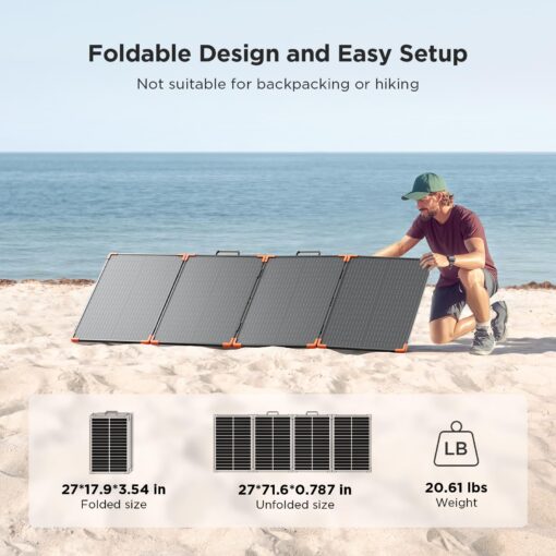 200 watt Portable Solar Panel with 20A PWM Controller,Camping Essentials,200W 19V Foldable Solar Panel for Power Station&12V Battery,23.5% High Efficiency IP68 Waterproof 4 Kickstands for RV Camping - Image 5