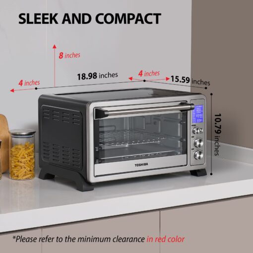 TOSHIBA AC25CEW-SS Large 6-Slice Convection Toaster Oven Countertop, 10-In-One with Toast, Pizza and Rotisserie, 1500W, Stainless Steel, Includes 6 Accessories - Image 3