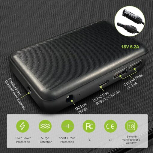 ALLPOWERS SP029 140W Portable Solar Panel Charger for Laptop Cellphone, Waterproof IP65 Foldable Solar Panel with 5 Output, for Solar Generator, Power Bank, 12V Car Battery - Image 6
