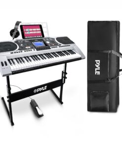 Pyle Portable Electronic Piano Digital Keyboard, 61 Keys w/ Built-in Speakers, 162 Sounds, 200 Music Styles, Waterproof Bag, Sustain Pedal & Headset