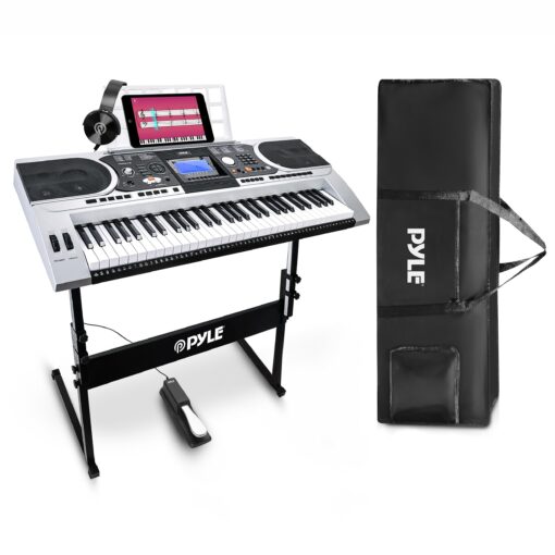 Pyle Portable Electronic Piano Digital Keyboard, 61 Keys w/ Built-in Speakers, 162 Sounds, 200 Music Styles, Waterproof Bag, Sustain Pedal & Headset