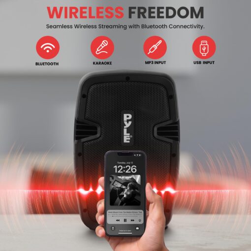 Pyle Powered Bluetooth PA Speaker Kit - Event Ready - Just Plug In and Play Active and Passive 350w Loudspeakers with Wired Microphone, Speaker Stands, Remote - MP3/USB/SD/AUX inputs - PPHP849KT - Image 5