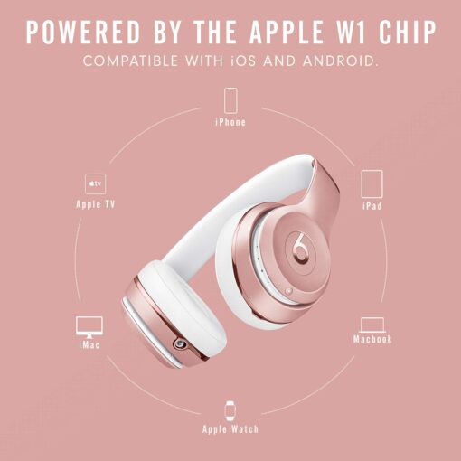 Beats Solo3 Wireless On-Ear Headphones - Apple W1 Headphone Chip, Class 1 Bluetooth, 40 Hours of Listening Time, Built-in Microphone - Rose Gold - Image 6