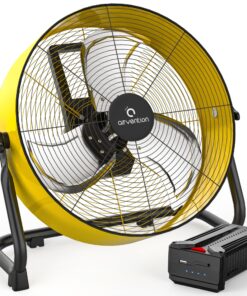 Airvention 15600mAh Rechargeable Battery Operated Drum Fan, 12 inch Yellow Industrial High Velocity Floor Fan, Shop Fan for Camping Gym Garage Outdoor Indoor, AI-F600Y