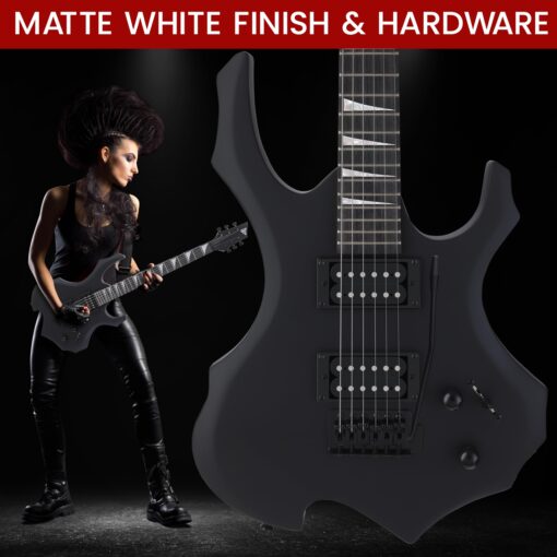Pyle Heavy Metal EG Fire Electric Guitar Axe w/ Amplifier Kit, Full Size Instrument w/ Practice Amp & Accessories, Black Matte - Image 6