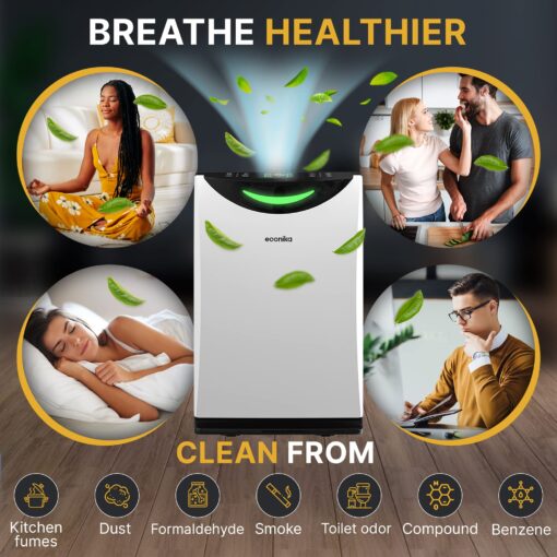 4 in 1 Humidifier and Air Purifier in One Up To 1035 SqFt - Ionizer UV C Light Air Purifier and Humidifier Combo, Whole House Air Purifiers for Bedroom Home Large Room - Ultra Quiet Air Filter Cleaner - Image 5