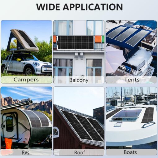 XINPUGUANG Flexible Solar Panel 200W 12V /24V System kit,100W Monocrystalline Module,20A Charge Controller,Extension Cable, Charge for Boat, RV, Cabin, Camper,12v Battery(200W Solar Panel kit) - Image 2