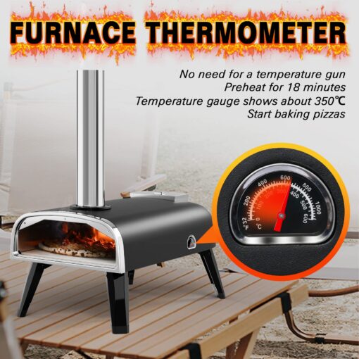 aidpiza Pizza Oven Outdoor 12" Wood Fired Pizza Ovens Pellet Pizza Stove for outside, Portable Stainless Steel Pizza Oven for Backyard Pizza Oven - Image 6
