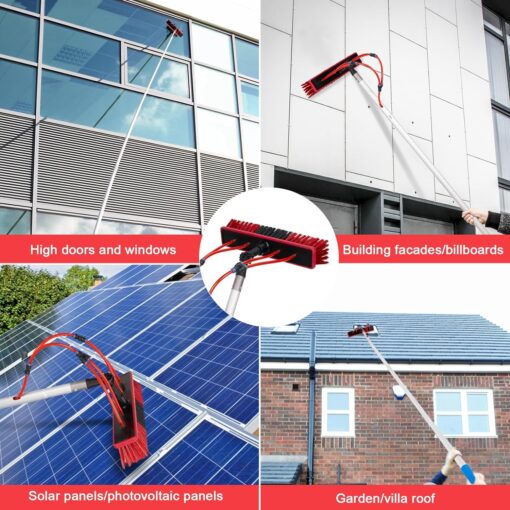 ZKUAOGDI Solar Panels Brush Cleaning Kit 35 FT Adjustable Water Fed Pole 20M Hose & 180° Rotating BrushHead, Washing Equipment Window Cleaner Tool for Solar Panel Roof Car - Image 6