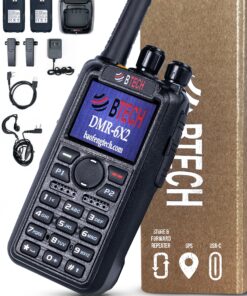 BTECH DMR-6X2 DMR & Analog Dual Band Two-Way Radio (USB-C Battery) – 7W VHF/UHF (136-174MHz & 400-480MHz), Encryption, GPS, Talker Alias, APRS, Voice Recording, includes Accessory Kit with 2 Batteries