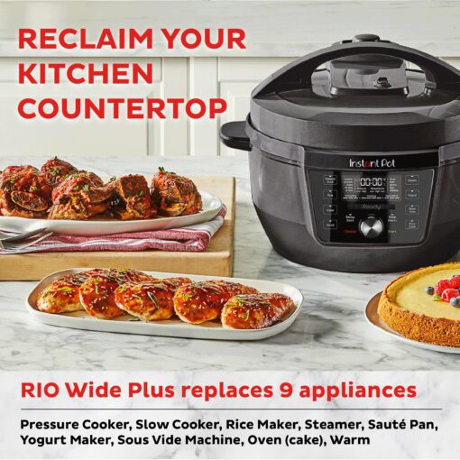 Instant Pot RIO Wide Plus, 7.5 Quarts 35% Larger Cooking Surface, WhisperQuiet Steam Release, 9-in-1 Electric Multi-Cooker, Pressure Slow Cooker, Rice Cooker, Steamer, Sauté, Cake & Warmer, XL - Image 2