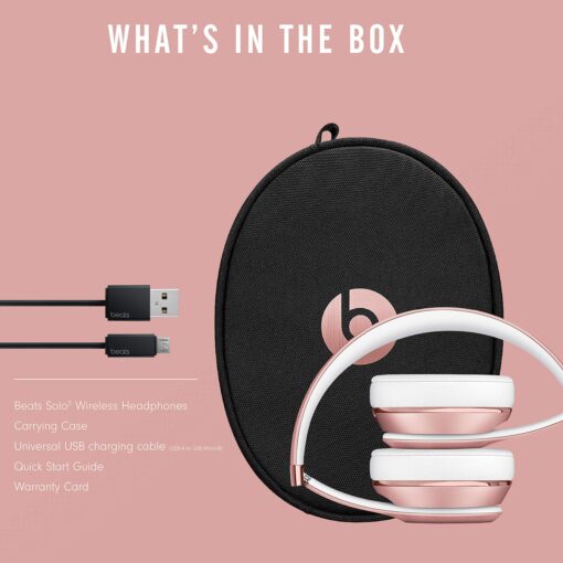 Beats Solo3 Wireless On-Ear Headphones - Apple W1 Headphone Chip, Class 1 Bluetooth, 40 Hours of Listening Time, Built-in Microphone - Rose Gold - Image 3