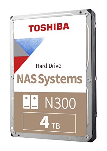 Toshiba N300 4TB NAS 3.5-Inch Internal Hard Drive - CMR SATA 6 GB/s 7200 RPM 512 MB Cache - HDWG740XZSTC