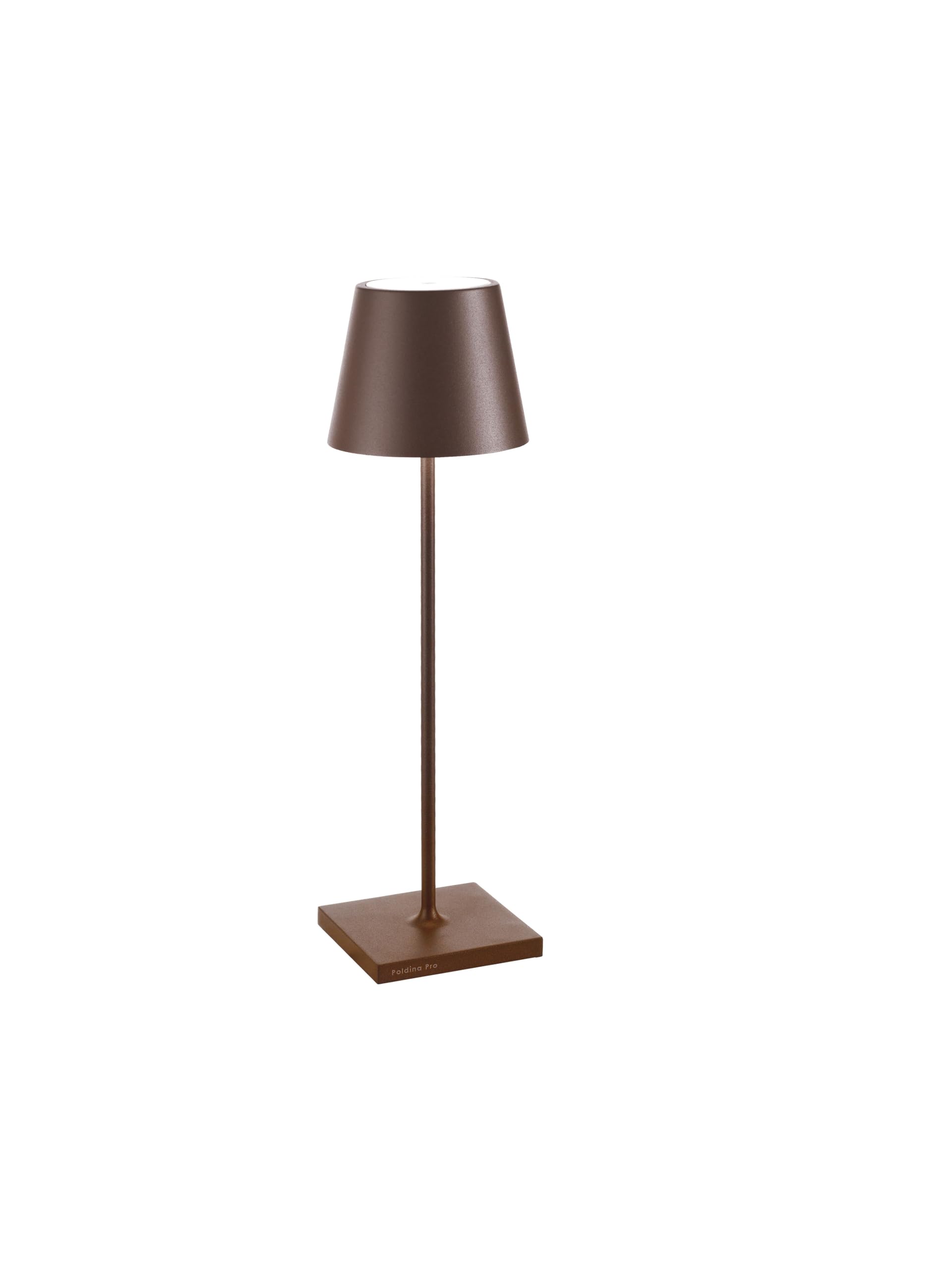 Zafferano, Poldina Pro Rechargeable and Wireless Table Lamp with Touch Control, Can Also Be Used as Outdoor Light, Dimmer 2200-3000K, Height 38cm, Corten Colour