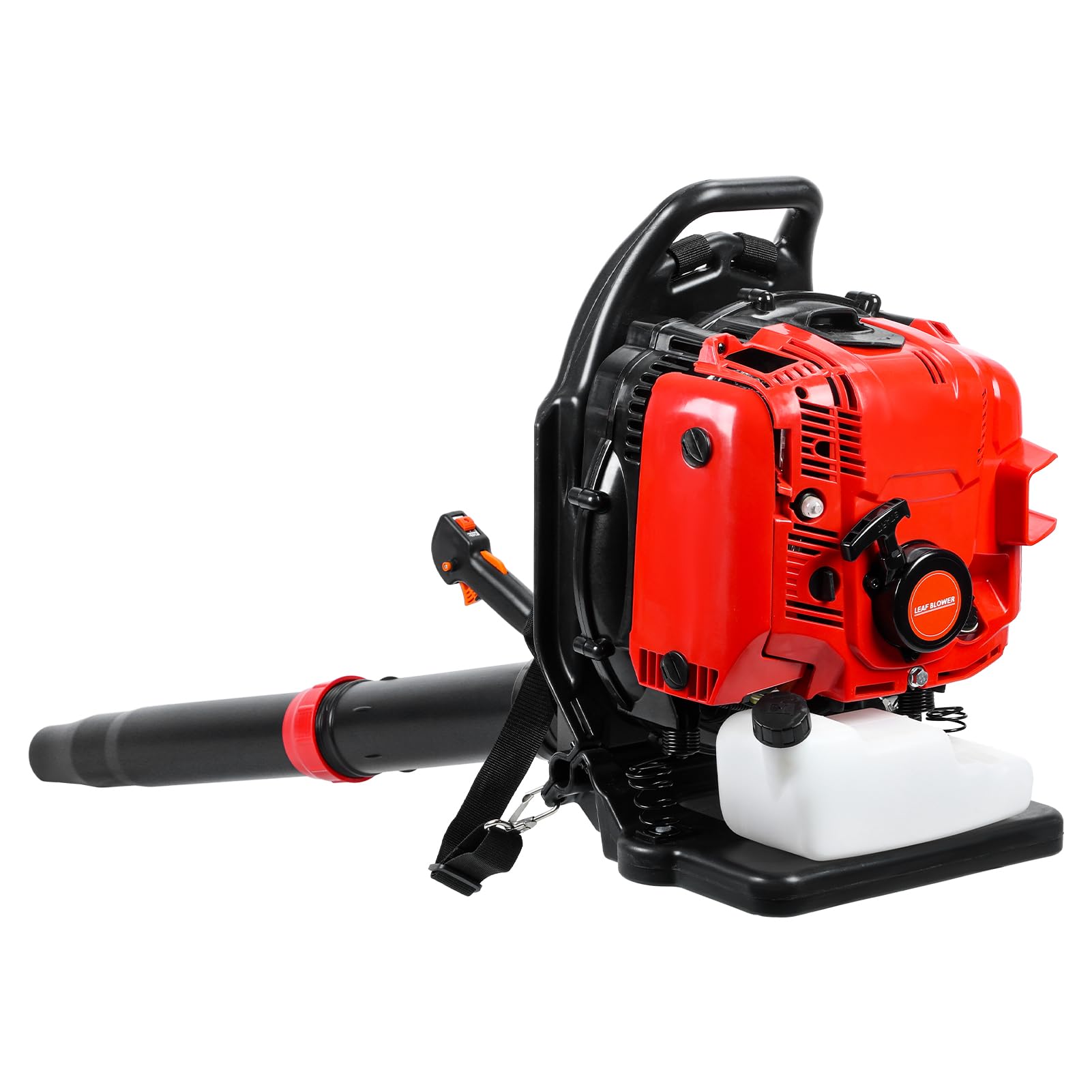 4-Stroke Backpack Gas Powered Leaf Blower, 5HP 75.6CC, 900CFM, 210MPH Air Velocity, 0.5-Gallon Fuel Tank, Heavy-Duty Yard, Garden, and Lawn Cleaning Tool (Red)