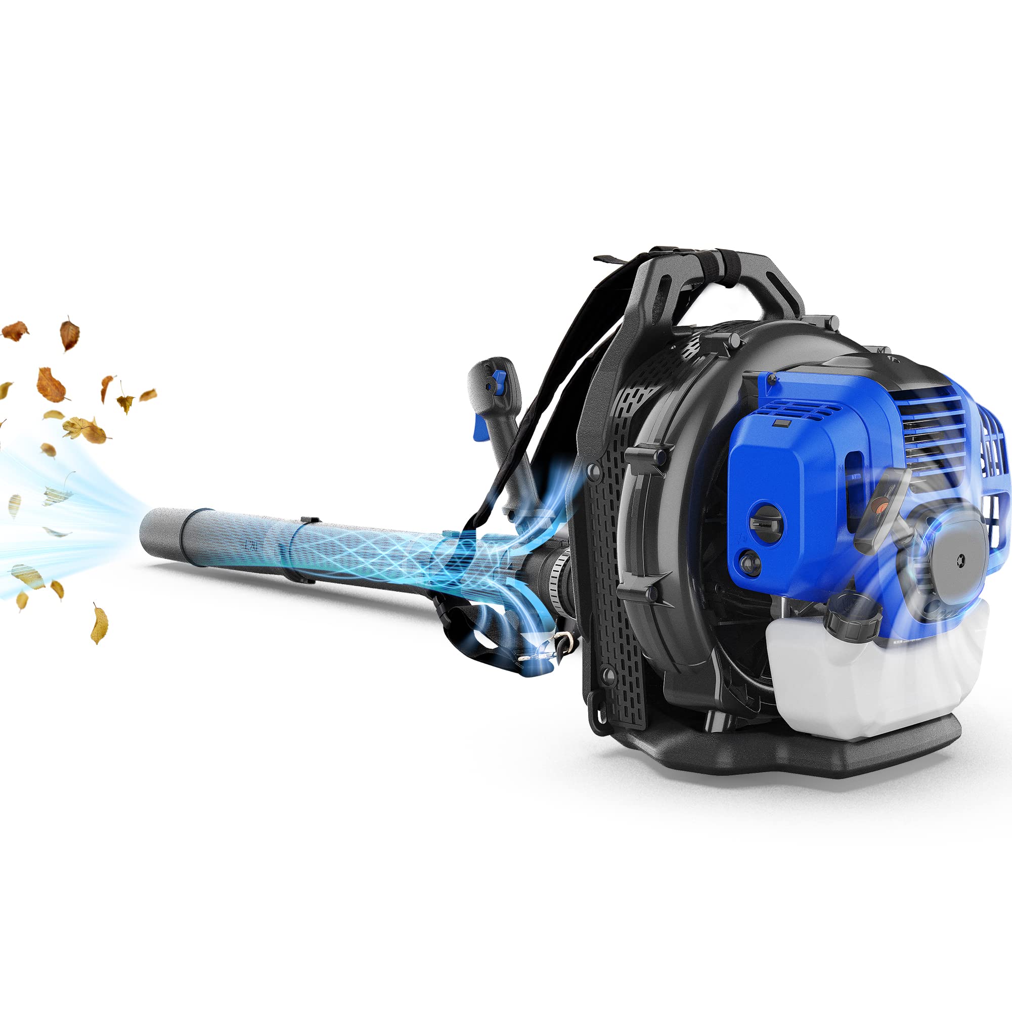 WILD BADGER POWER Leaf Blower Backpack, 53cc Gas Powered Strong Air Flow 559CFM 174MPH, Light Weight 19.6lbs, Ideal for Leaf, Sand, Gravel, Snow, Yard and Driveway