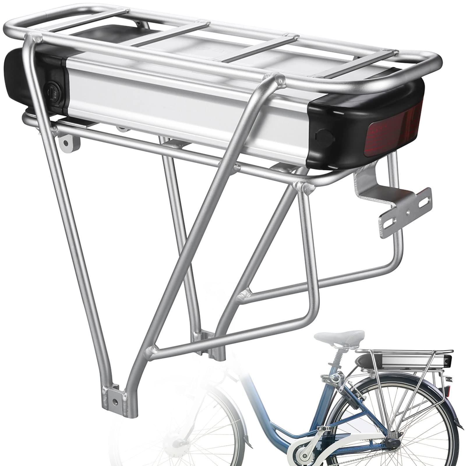 YLuBik Electric Bike Battery - 48V 15Ah,E-Bike Luggage Rack Battery 720Wh Replacement Li-ion Battery, Motor Max Power 800W for Most Bike Wheel Size 24"/26"/28" (48V 15Ah)