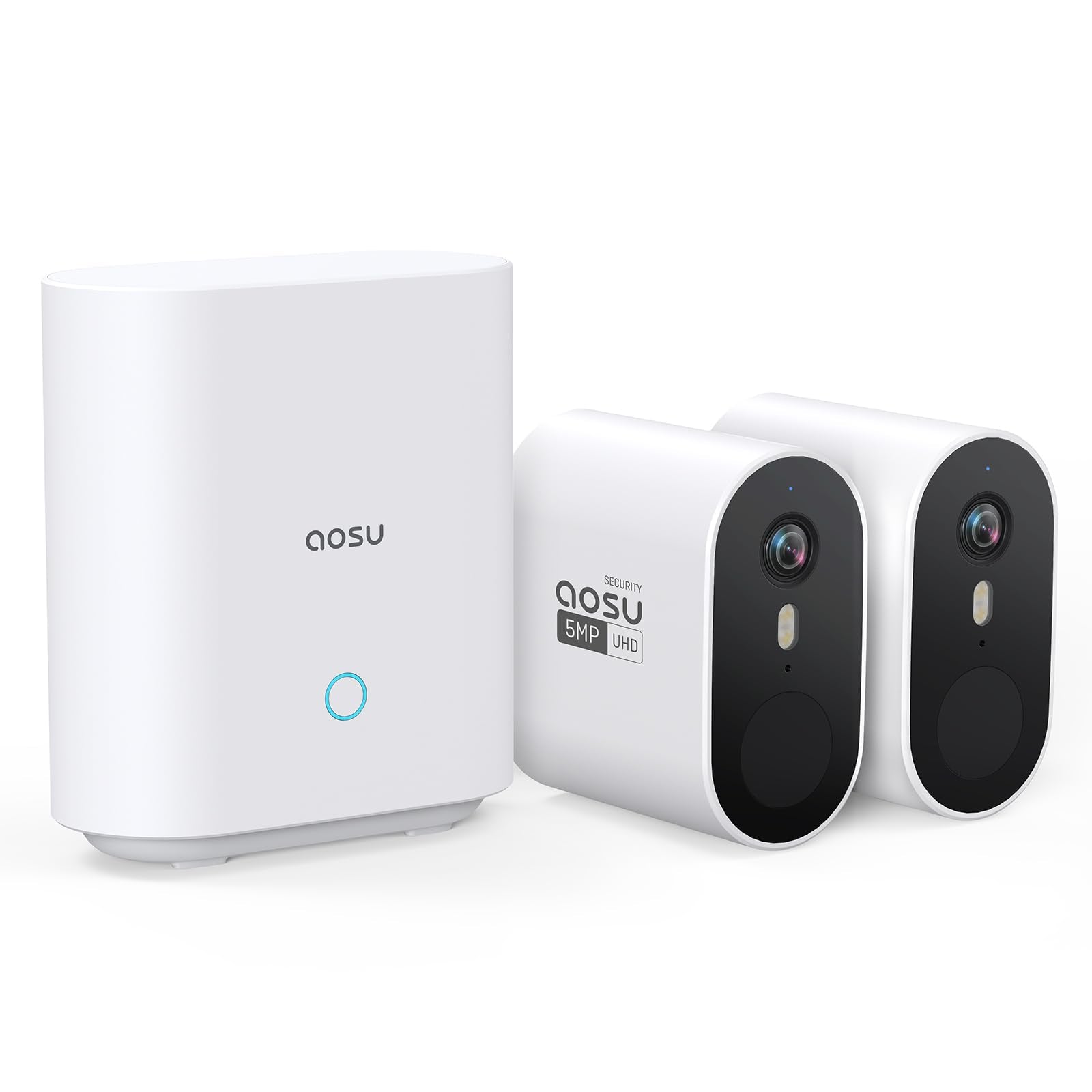 AOSU Security Cameras Wireless Outdoor - 3K 5MP Ultra HD, Home Security System, 240-Day Battery Life, Motion Detection, 166° Wide View, Night Vision, 32GB Local Storage, No Monthly Fee