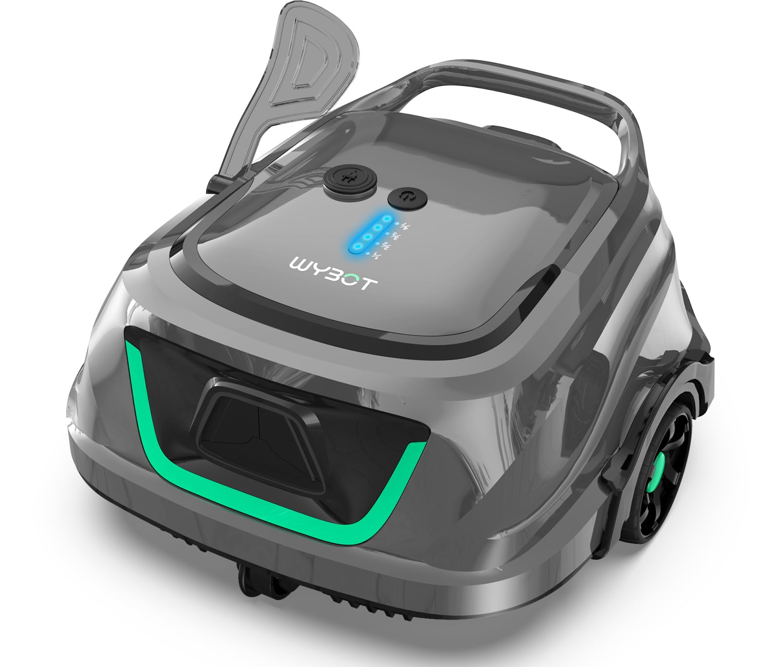 (New Upgraded) WYBOT A1 Cordless Robotic Pool Cleaner, Automatic Pool Vacuum with 120 Mins, Double Filters, LED Indicator, Fast Charging, Ideal for Above Ground Flat Pools - Black & Green