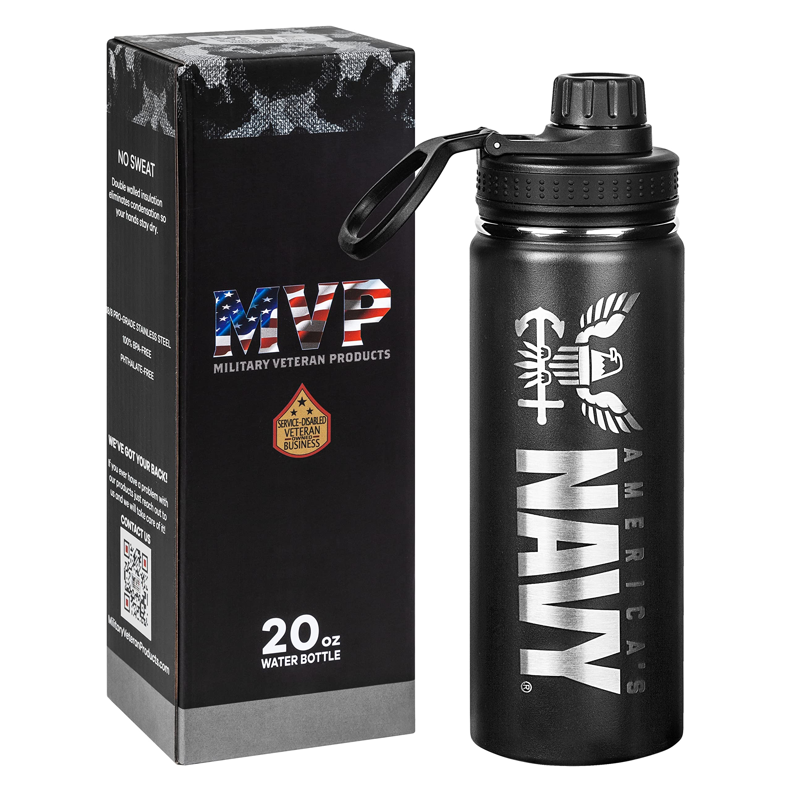 20oz US Navy Water Bottle - Double Wall Vacuum Insulated Stainless Steel Great for PT and Outdoor Sports Like Hiking Camping and Cycling-Navy 20oz Water Bottle