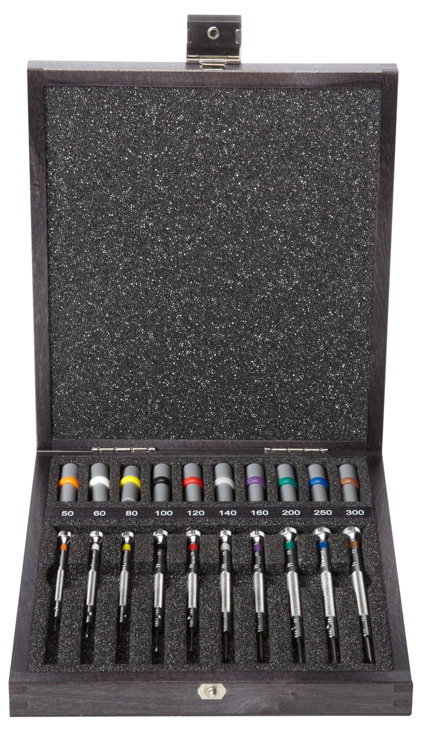 Bergeon 55-606 30080 Set of 10 Screwdrivers with 10 Tubes with Spare Blades in Wooden Box Watch Repair Kit
