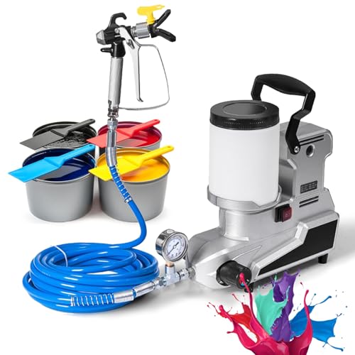 Airless Paint Sprayer, 2.5L/Min Paint Sprayer,with 3 Adjustable Speed, 2L Capacity, 5m Hose, Wall Sprayer, Portable Airless Paint Sprayer,36X16X33.5cm,220V