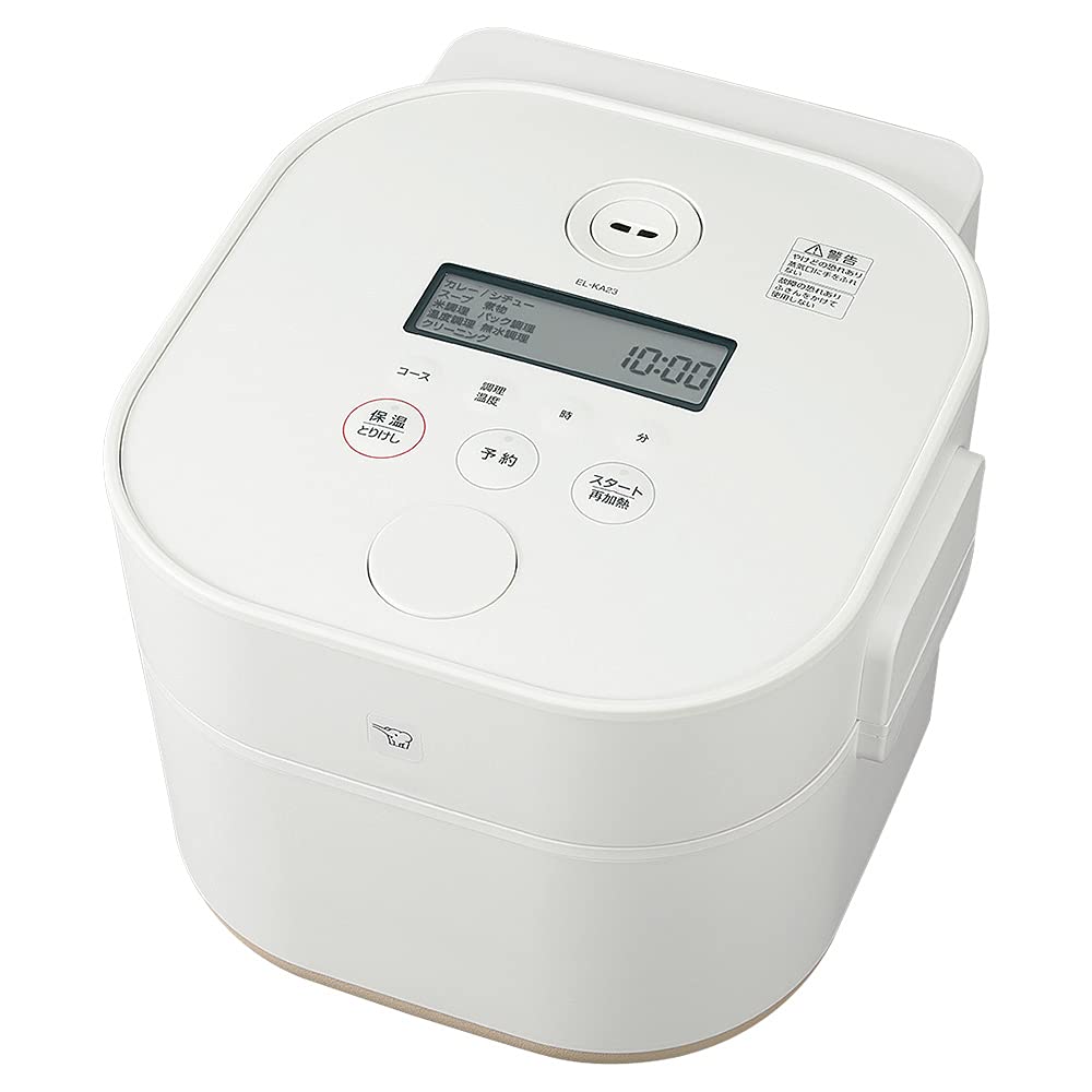 Zojirushi STAN. EL-KA23 Automatic Cooking Pot, Pack Cooking, Enameled Pot, Easy Care 100V only Japanese Only Shipped from Japan (White)