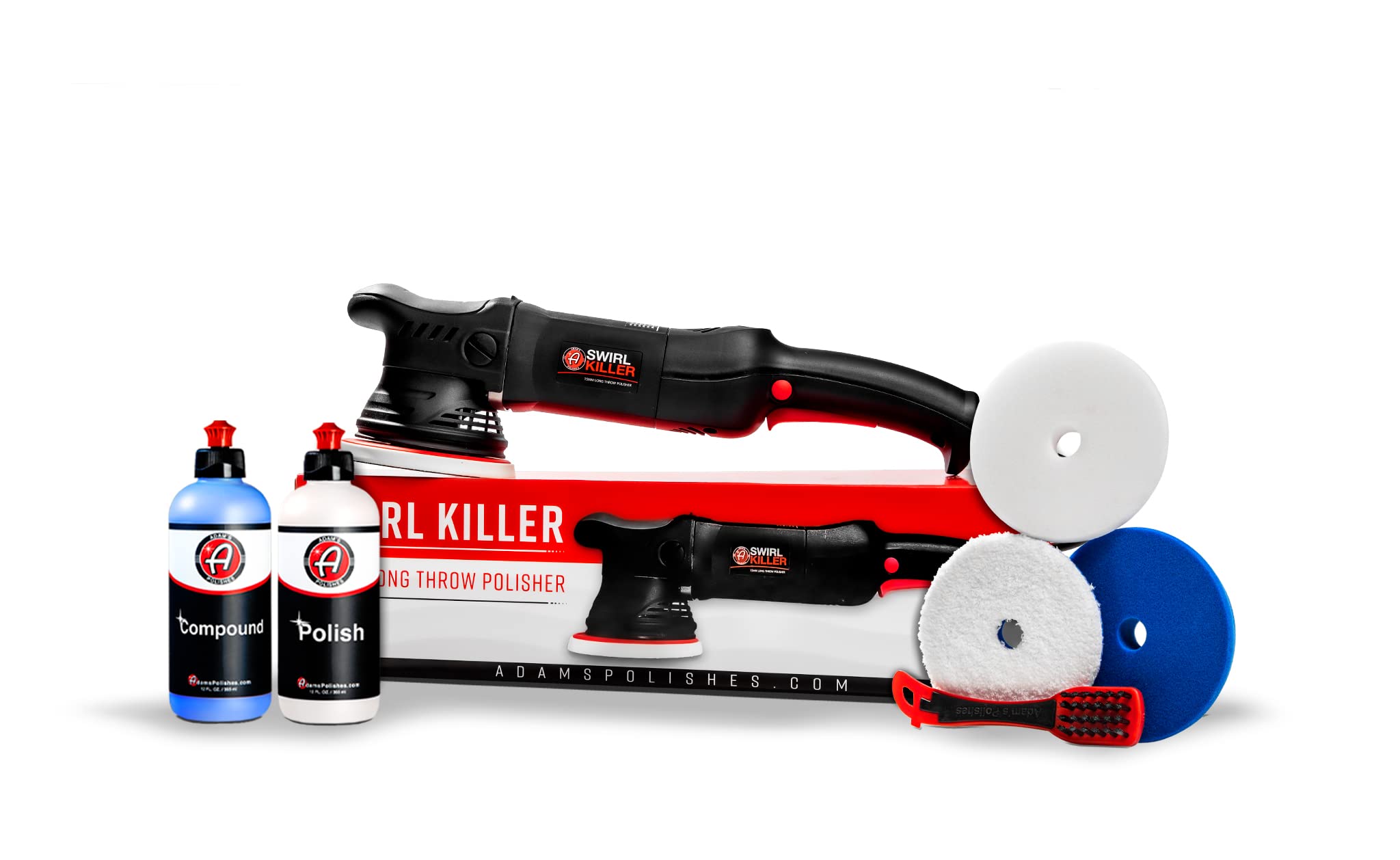 Adam's Polishes Swirl Killer 15mm Polisher Kit 7 Item Buffer Polisher Dual Action Machine | Use W/Car Polish, Polishing Compound, or Car Scratch Remover | Detailing Car Wash Clay Bar Ceramic Coating