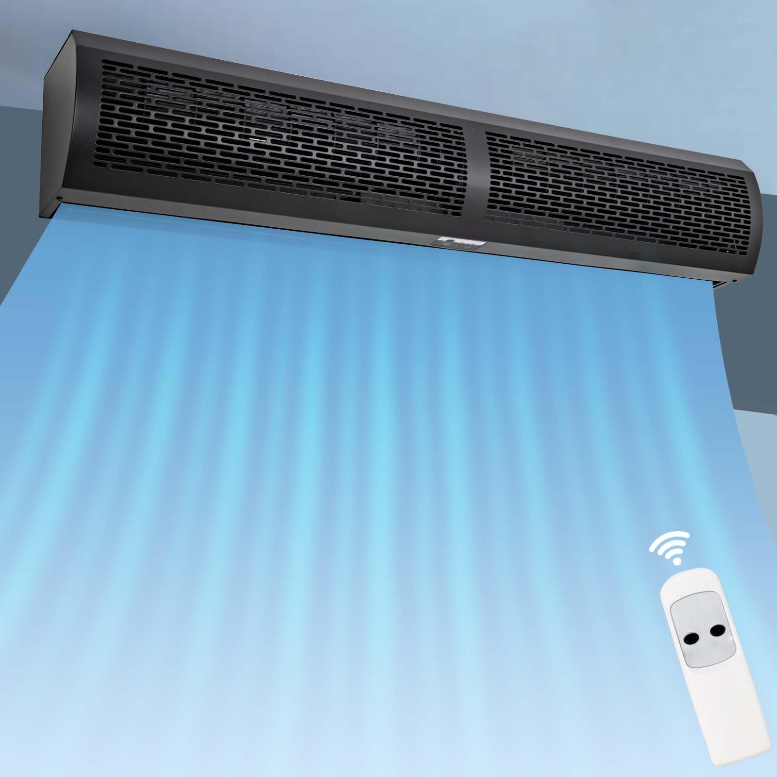 Air Curtain Black 60 Inch 2 Speeds Remote Control Air Curtain Super Power,Door Blower to Keep Flies Out,Magnetic Door Switch Air Curtains for Doors Commercial,110V Unheated,Commercial Indoor Household