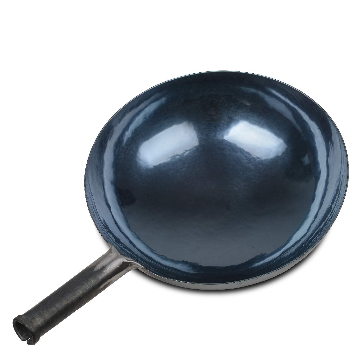 臻三环 Chinese Hand Hammered Iron Woks and Stir Fry Pans, Non-stick, No Coating, Less Oil, 章丘铁锅，Carbon Steel Pow (seasoned 30CM)