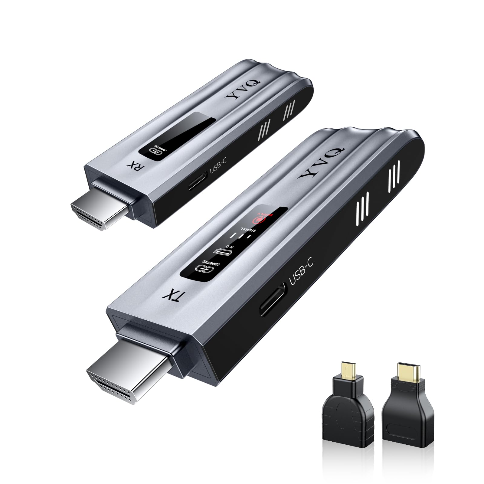 YVQ Wireless HDMI Transmitter and Receiver, 4K Decode, 100FT Range, 2.4G/5G Plug & Play, No App/Bluetooth, Metal Housing, for Streaming Video & Audio to HDTV/Projector/PC/Laptop/TV Box