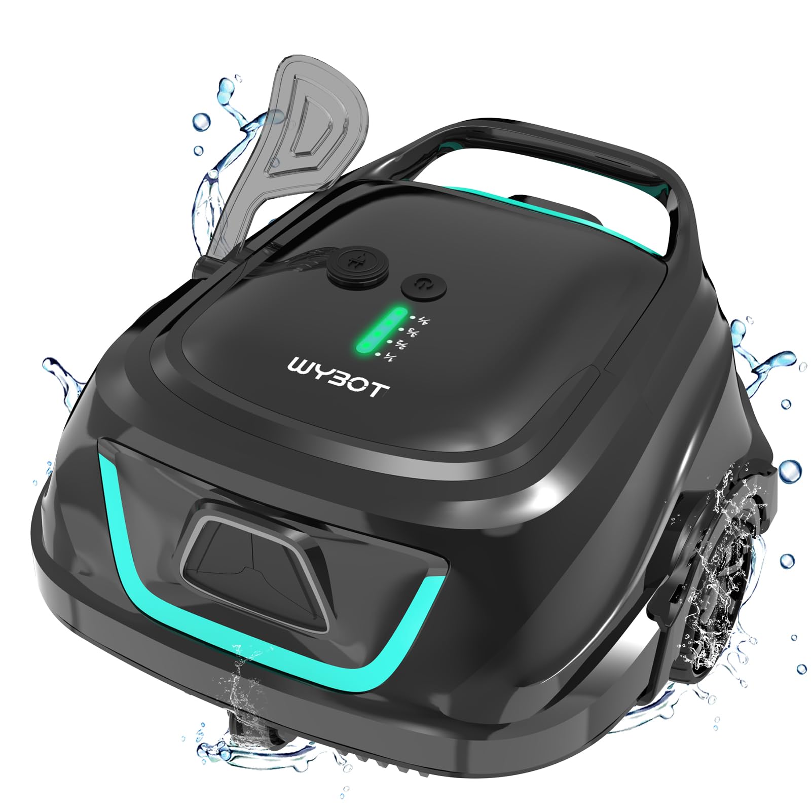 (2024 New) WYBOT A1 Cordless Pool Vacuum with Double Filters, Robotic Pool Cleaner Last 120 Mins, 2.5H Fast Charging, LED Indicators, Ideal for Above Ground Flat-Bottom Pools - Black Green