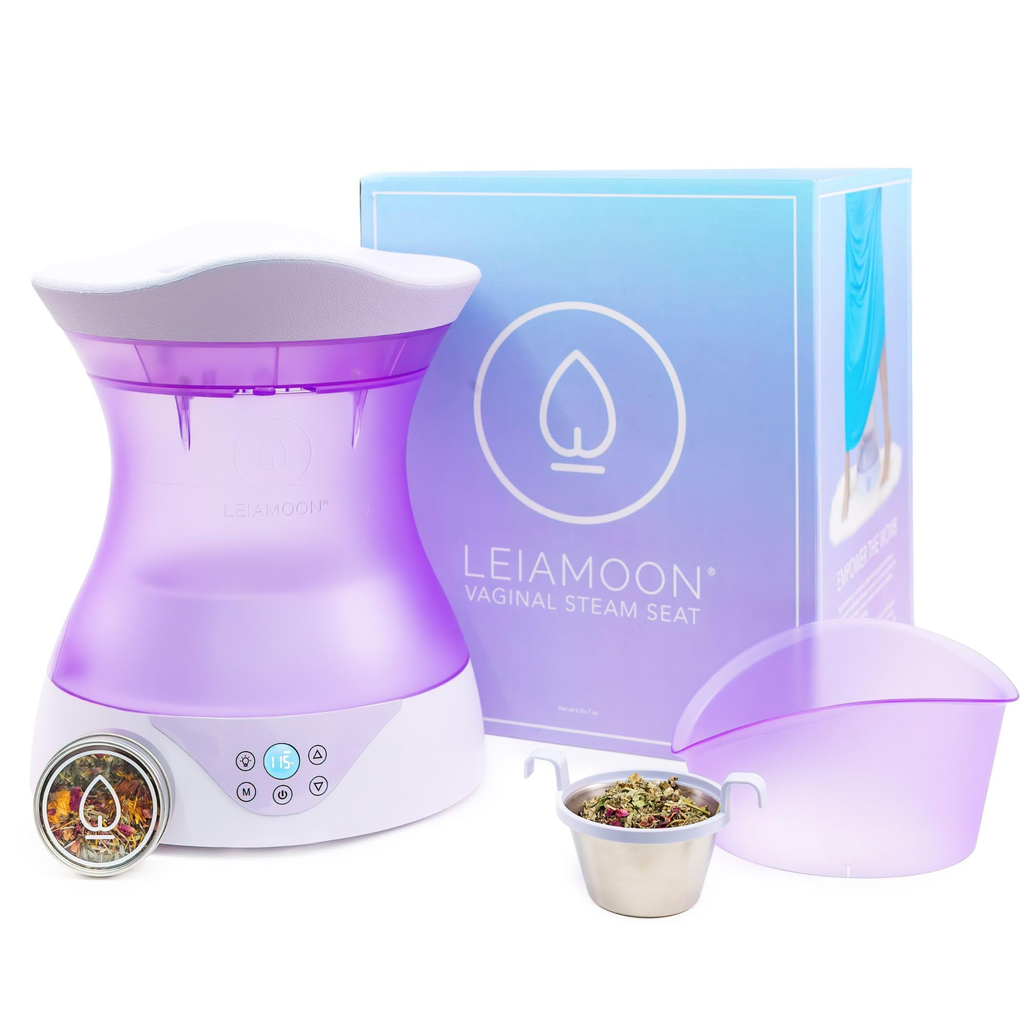 Yoni Steam Seat Set for Feminine Wellness & Self-Care - Vaginal Steamer with SteamSafe Temperature Control & Near Infrared & Red Light Therapy - V Steam at Home Kit with Yoni Herbs for Steaming
