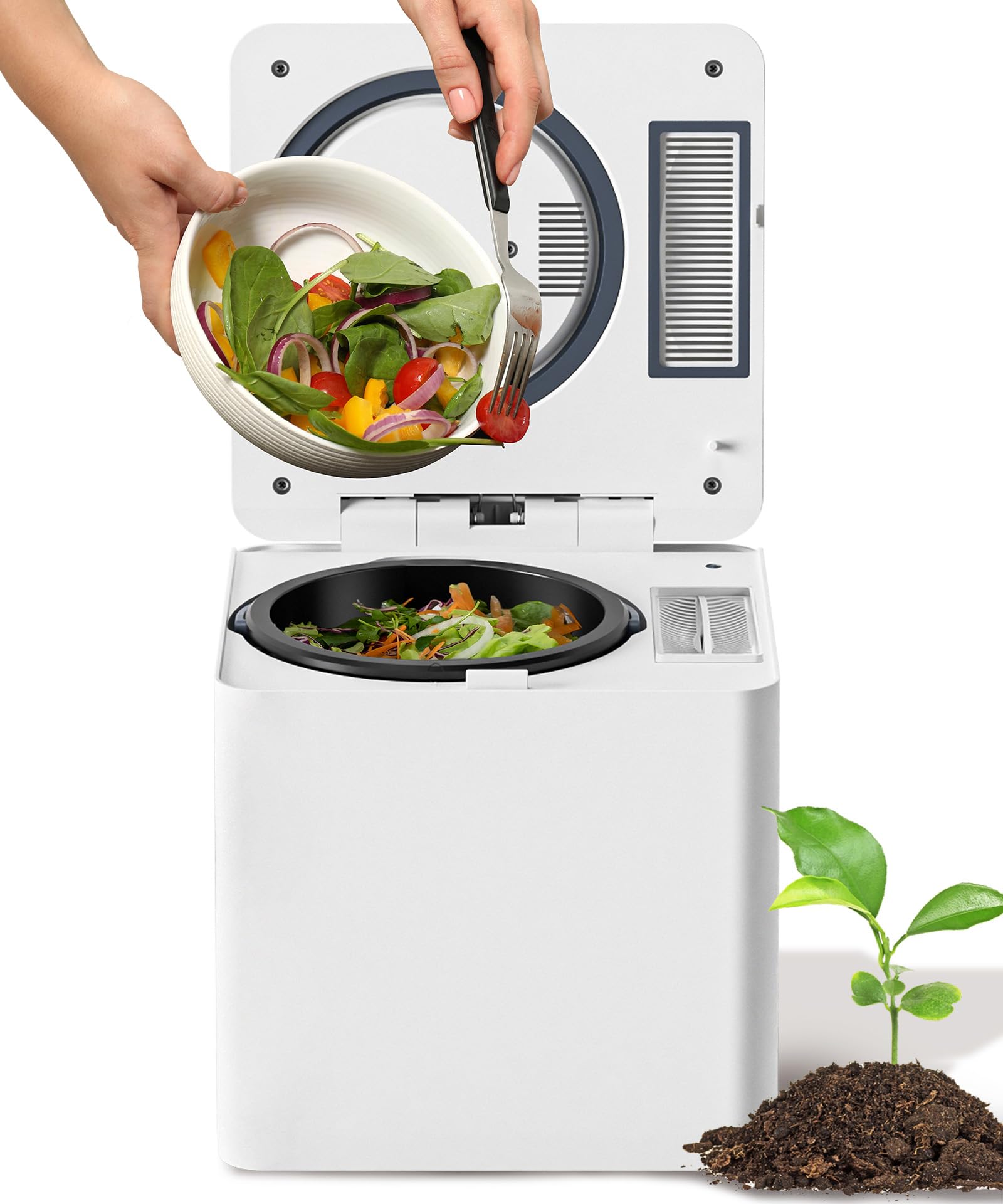 3L Electric Composter for Kitchen, Smart Compost Bin for Countertop, Odorless/Auto-Clean/LED Display, Turn Food Waste into Fertilizer in 4/6 hrs
