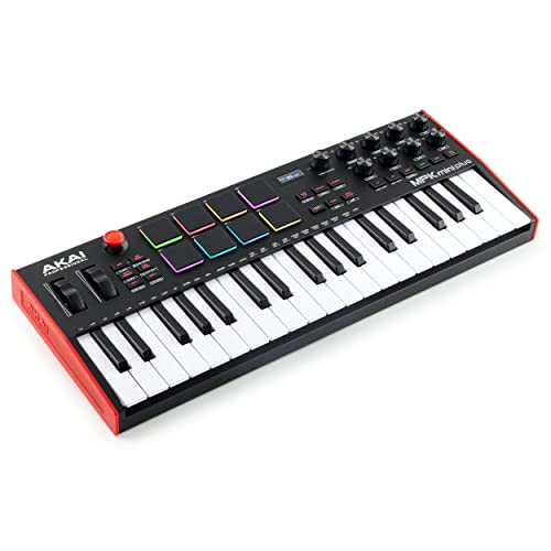 Akai Professional MPK Mini Plus - USB MIDI Keyboard Controller with 37 Mini Keys, 8 MPC Pads, Sequencer, MIDI/CV/Gate I/O, Music Production Software and Native Instruments Sound Package