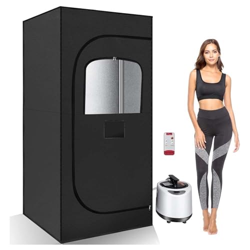 ZZWSJZKR Steam Saunas for Home 360° Whole Body Heat Steam Cycle ， Home Saunas Intelligent Timer with Remote Control ， Sauna Kit Suitable for Pilates/Weight Loss, Etc.
