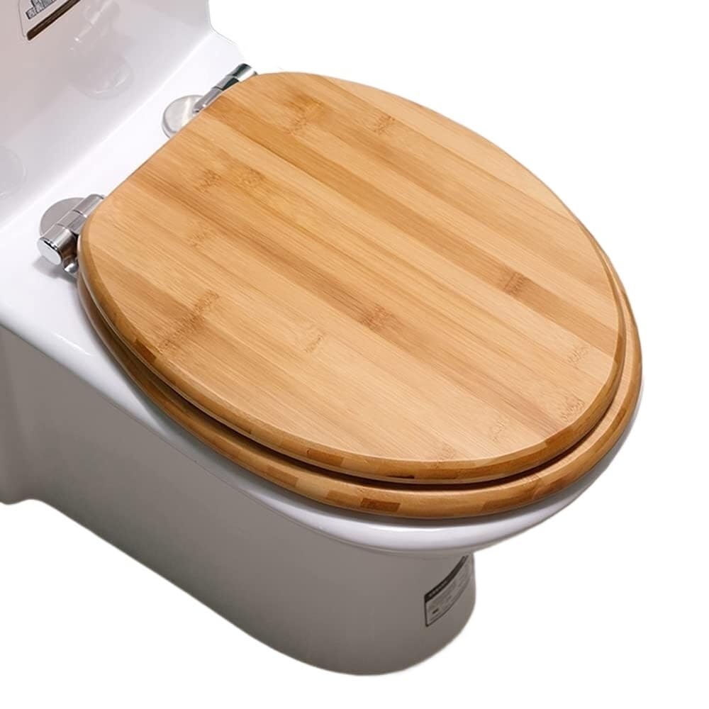ZZNPS Toilet Seat Warmer, Wooden Toilet Seat Soft Close,Wood Toilet Seats,Wooden Toilet Seat Elongated Toilet Seats Soft Close Quiet Lid with Quick-Release Hinges Toilet Bowl Cover