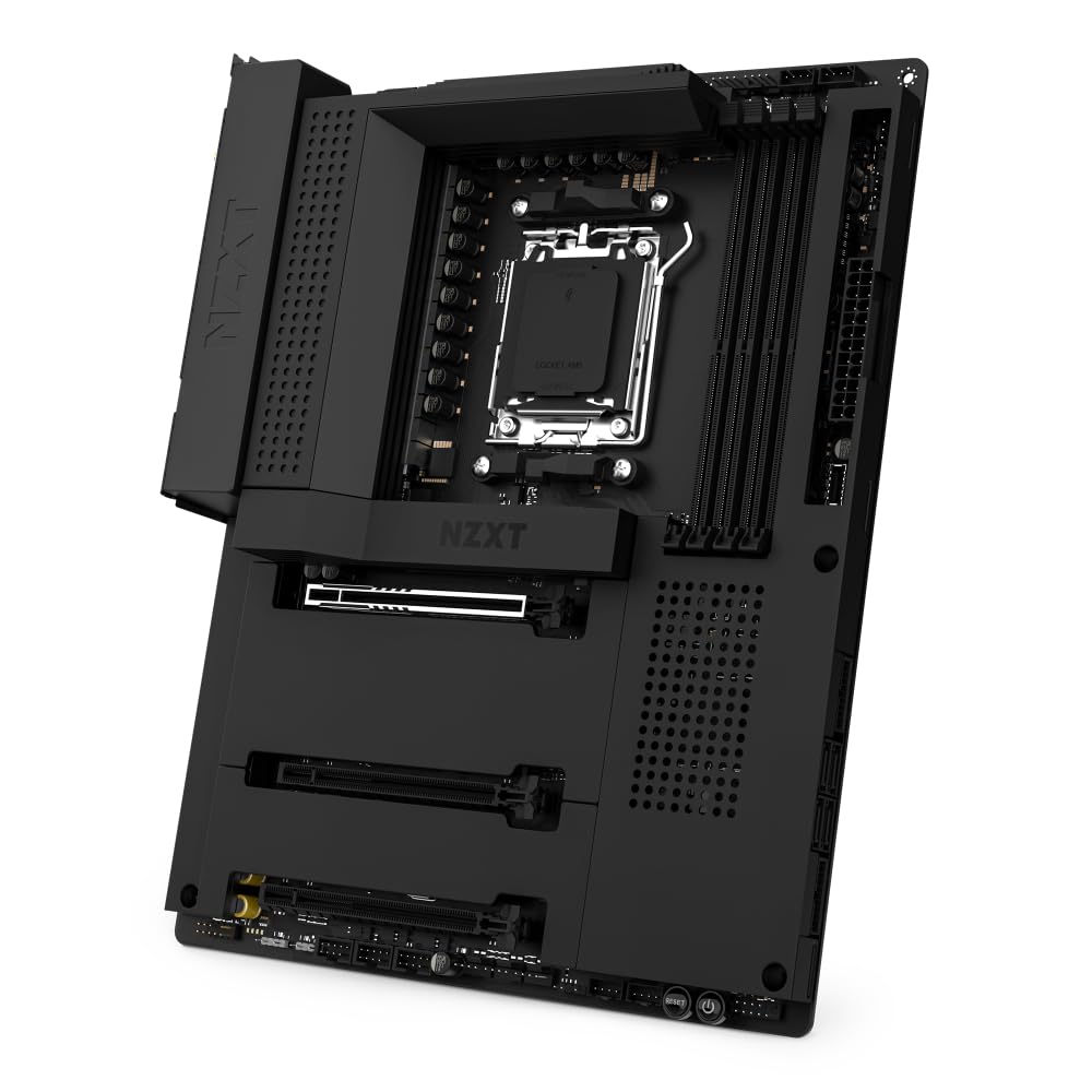NZXT N7 B650E - AMD B650 Chipset - Supports AMD Ryzen 9000 8000 & 7000 Series CPUs (Socket AM5) - ATX Gaming Motherboard - Integrated Rear I/O Shield - DDR5 - Wi-Fi 6E - Black