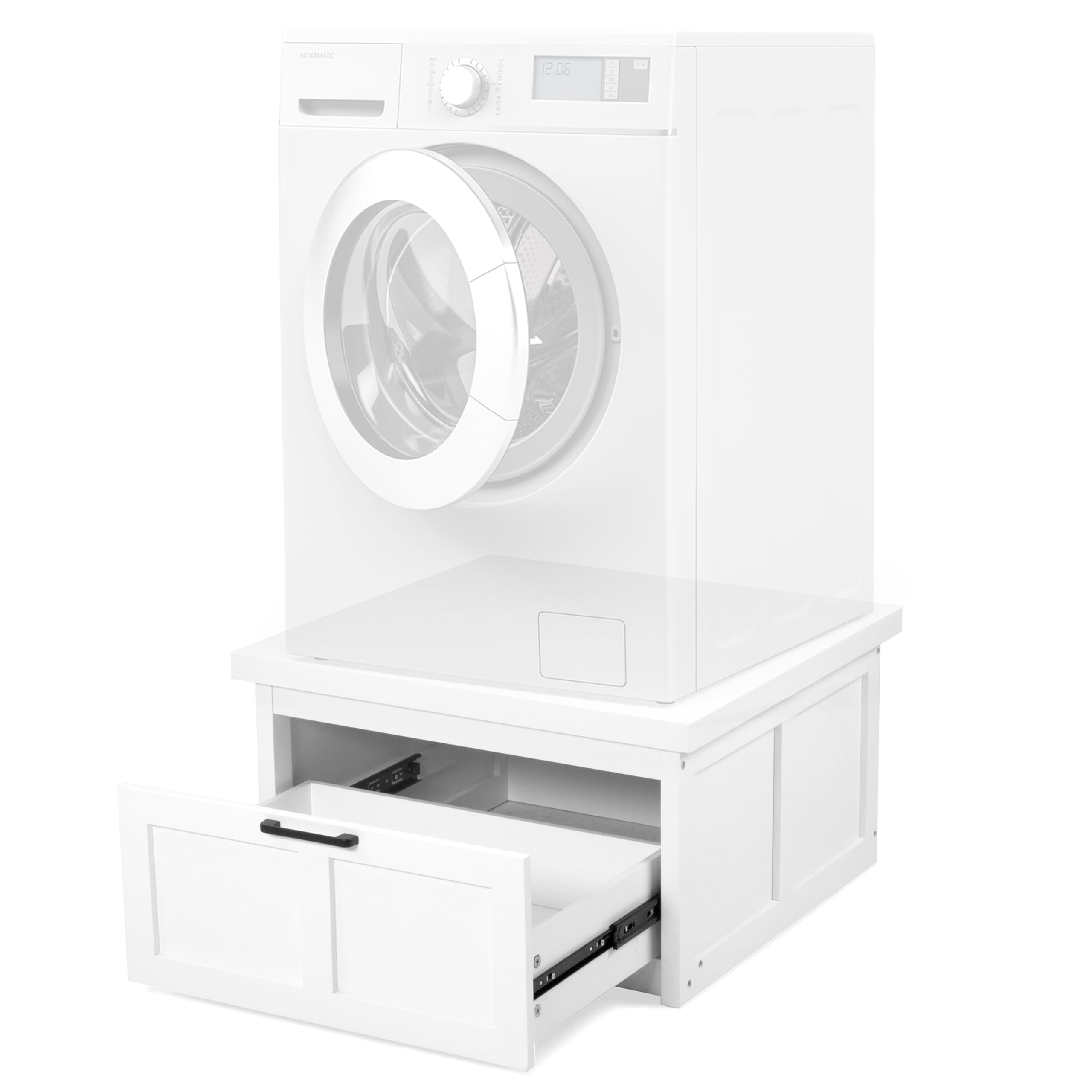 Ilyapa Washer and Dryer Stand - Universal Wooden Laundry Pedestal Washing Machine Stand Base with Drawer - Compatible with Samsung, LG, GE, Maytag - 28x28x16 in. - Patent Pending