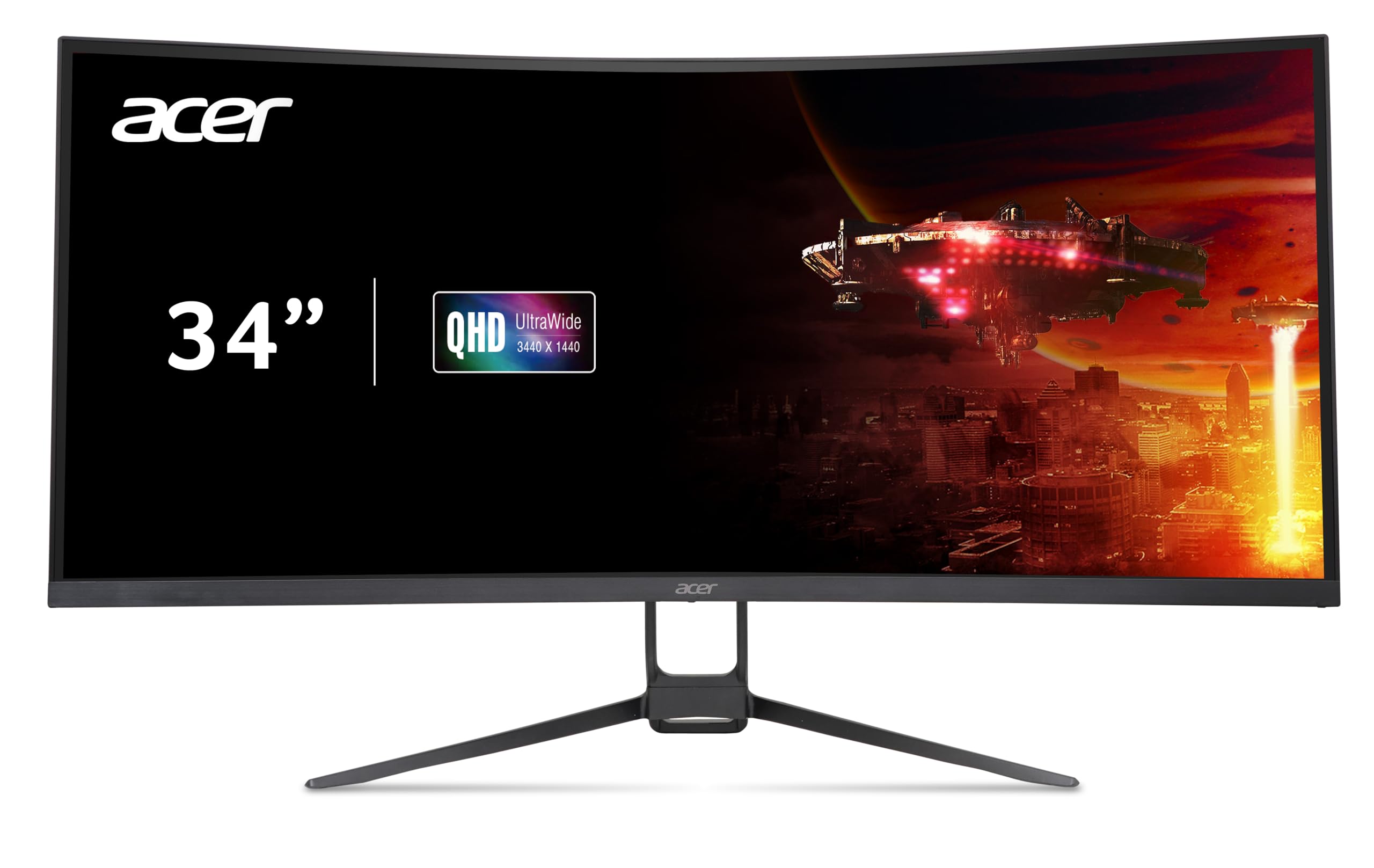 acer Nitro 34" UWQHD 3440 x 1440 1000R Curved PC Gaming Monitor | AMD FreeSync Premium | 240Hz Refresh | Up to 0.5ms | AdobeRGB 90% | HDR 10 | 1 x DP 1.4 & 2 x HDMI 2.1 | EDA343CUR Xbmiippx