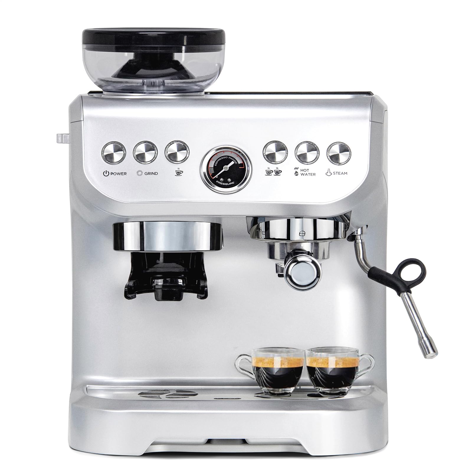 MIROX Espresso Machine 15 Bar, Coffee Maker With Milk Frother Steam Wand, Built-In Bean Grinder, Combo Cappuccino Machine with 70oz Removable Water Tank (ABS high-strength plastic shell)
