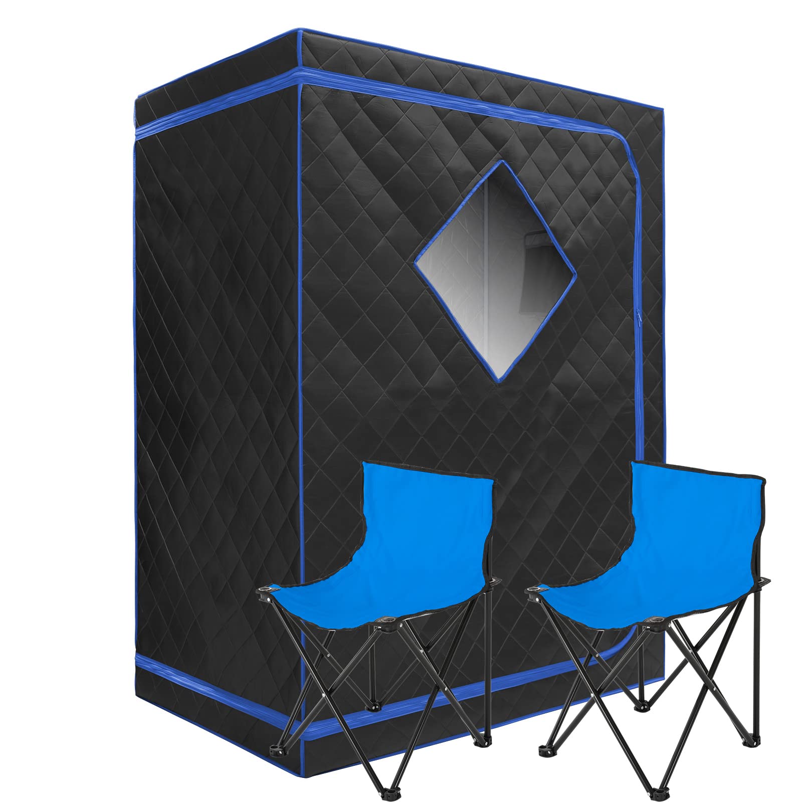 ZONEMEL Portable Personal Infrared Sauna for 2 Person,Full Body Sauna Tent for Relaxation & Detox,with 2 Foldable Chairs, Remote Control, Led Light(L47.2 x W35.4 x H63, Black)