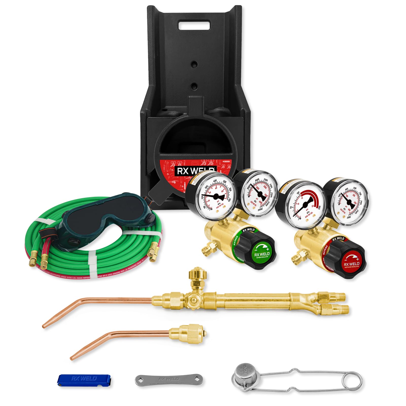 RX WELD Light Duty Portable Outfit Brazing Hvac Torch Kit, Oxy Acetylene Cutting Set, Cylinders Not Included