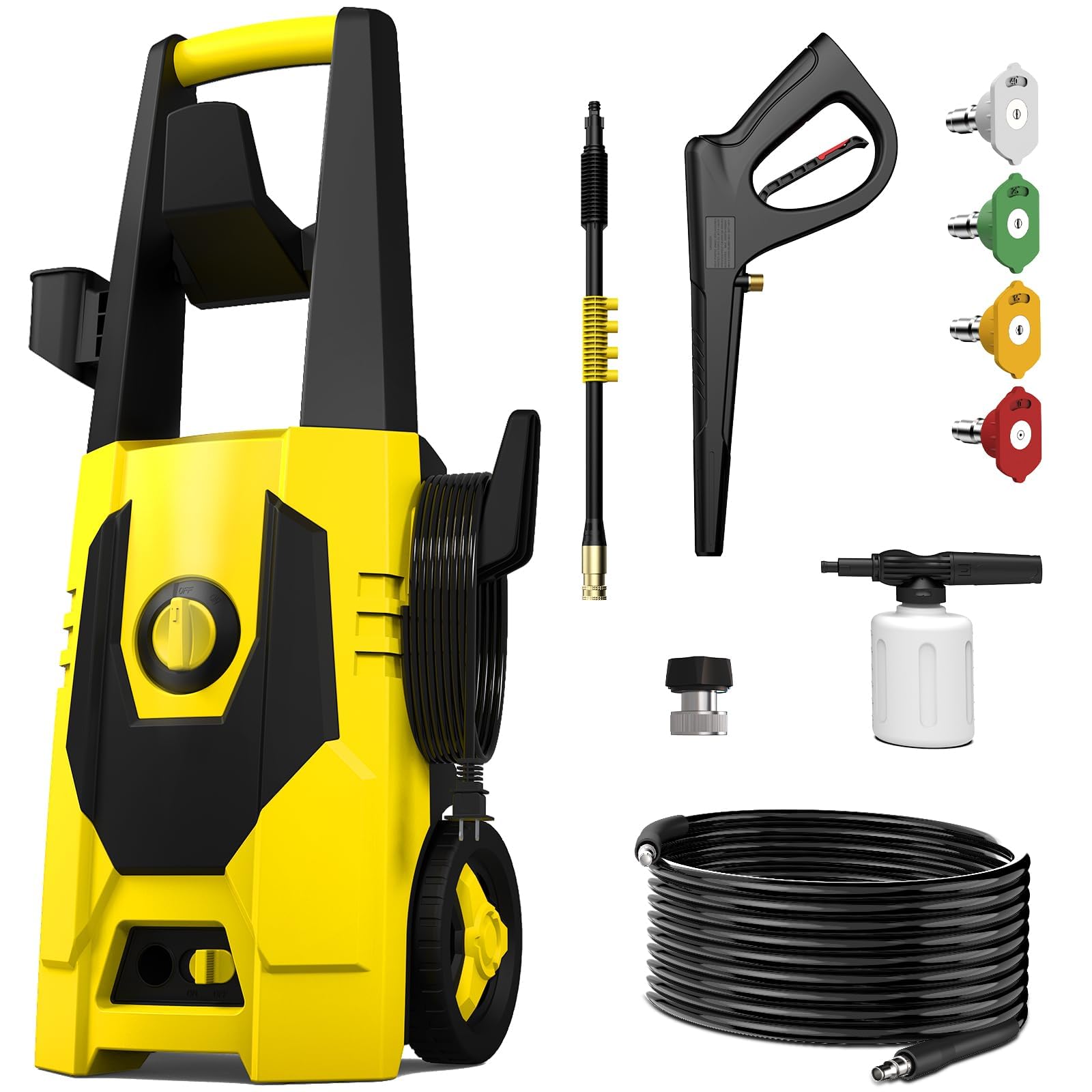 AgiiMan Electric Pressure Washer - 5100PSI Max 3.4GPM Power Washer with 35FT Power Cord, 20FT Hose, Soap Tank, High Pressure Washer Electric Powerd Car Cleaning for Garden, Patios, Yard, Yellow
