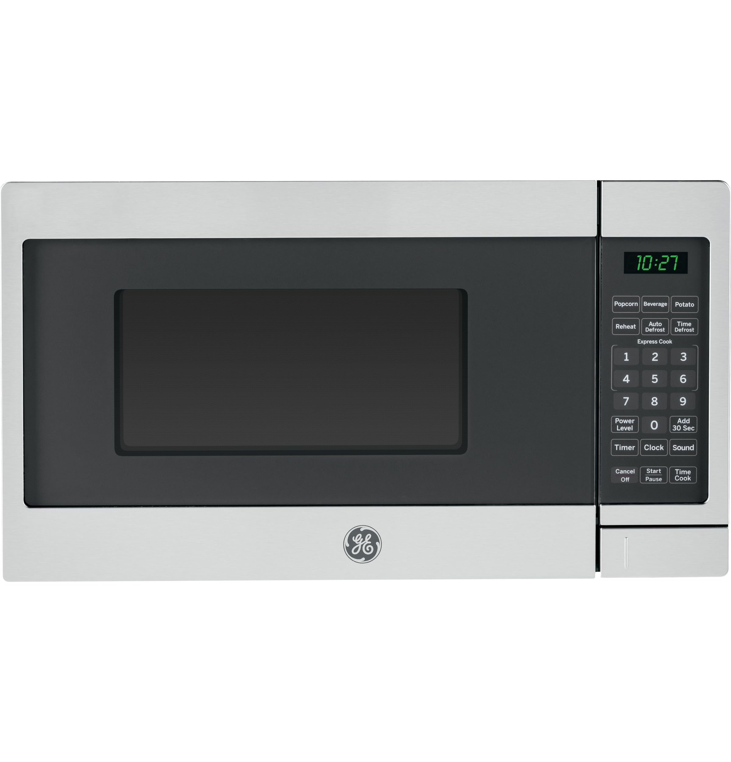 GE Countertop Microwave Oven, Compact 0.7 Cubic Ft., 700-watt Capacity, 6 Auto Cooking Settings, Kitchen Essentials for the Countertop, Dorm Room or Apartment, Stainless Steel